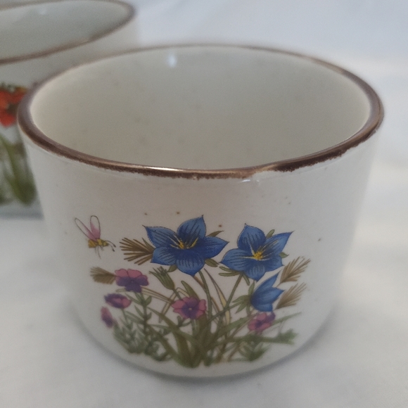 : Vintage Floral Teapot & warmer Set with 5 tea cups Stoneware Speckled - Picture 4 of 16